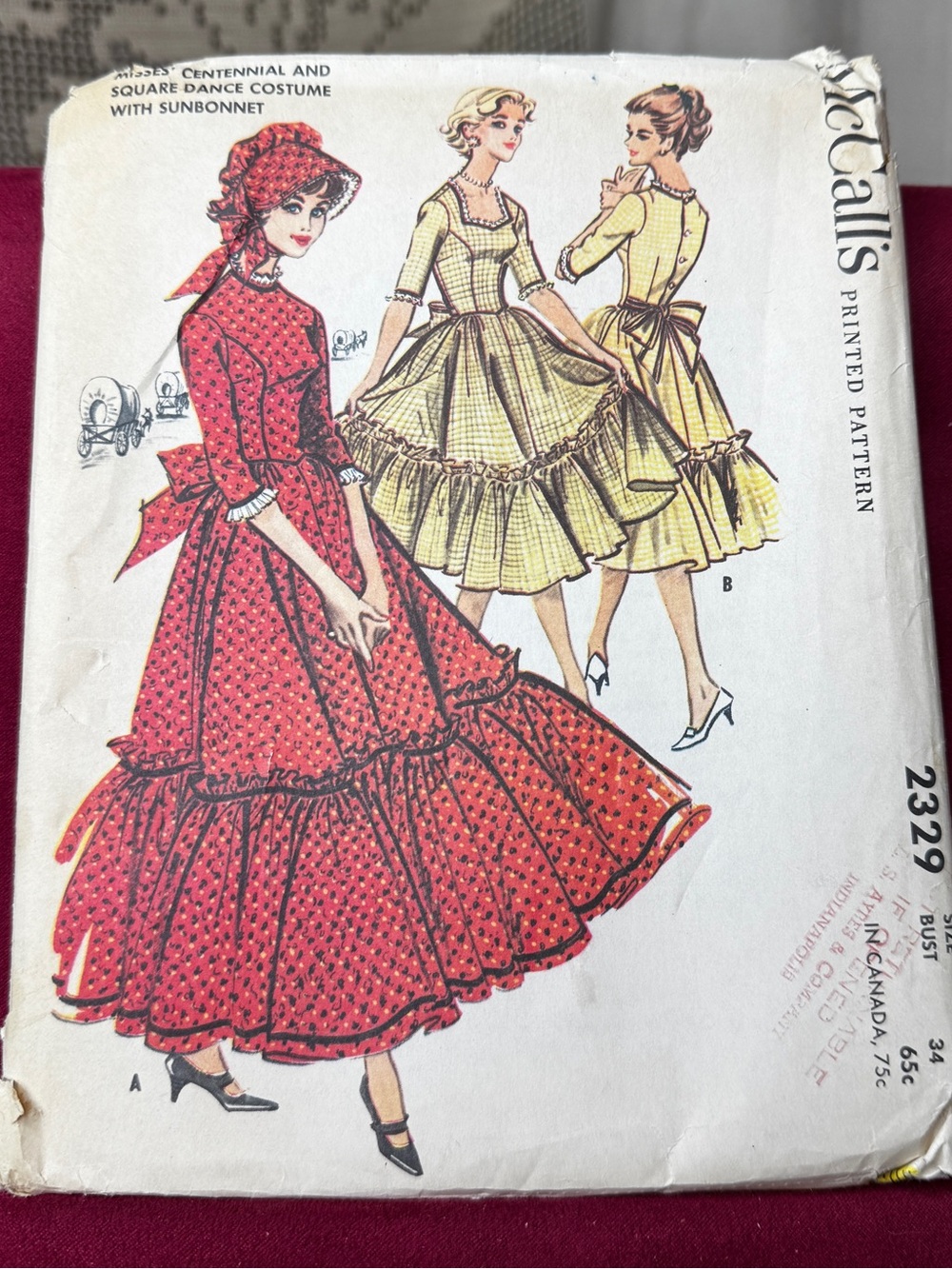 Vtg 1959 McCall’s 2329 Pioneer Costume Pattern Sz 14 Bust 34 Square Dance Uncut